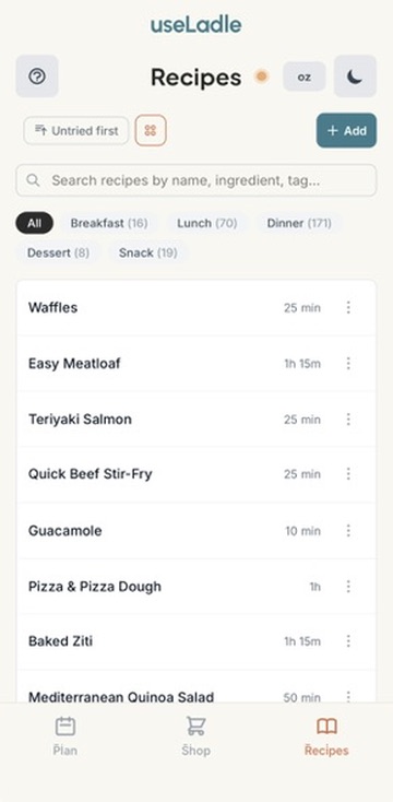 Recipe library