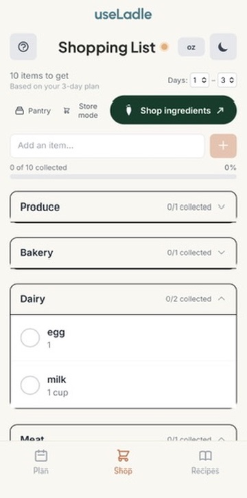 Shopping list